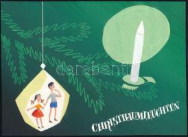 cca 1940-1950 Karácsonyi égők, 4 db reklám vagy plakát terv. Tempera, ceruza, papír, jelzés nélkül, ...