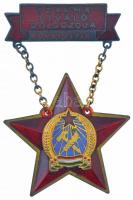 ~1950. Szakma kiváló dolgozója - Könnyűipar Rákosi-címeres zománcozott fém kitüntetés, eredeti tokban T:2,2-
