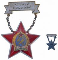 ~1950. Kiváló dolgozó Rákosi-címeres zománcozott fém kitüntetés (Al csillagon műanyag rátét), miniatűrrel, eredeti tokban T:2