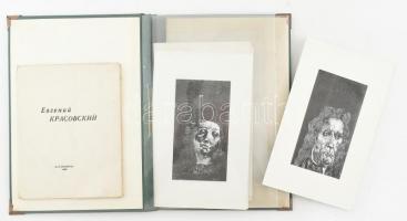 1969-1990 Vegyes nyomatok képek mappában. Szász Endre nyomat, papír, ismeretlen művész rézkarc, papí...