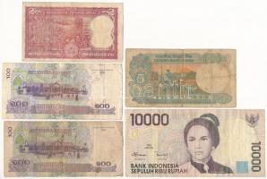 5db-os ázsiai bankjegytétel, benne India, Kambodzsa, Indonézia T:III
5pcs Asian banknote lot, withi...
