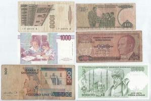 6db-os európai bankjegytétel, közte Törökország ND (1993-1995) 10.000L T:II-III
6pcs European bankn...