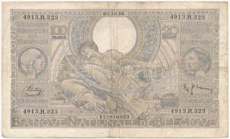 Belgium 1938.10.03. 100Fr/20B T:III  Belgium 1938.10.03. 100 Francs / 20 Belgas C:F Krause P#107