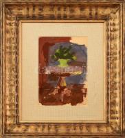 Olvashatatlan jelzéssel: Csendélet, 1941. Tempera, ceruza, papír. Dekoratív, üvegezett fa keretben, 28,5×18,5 cm