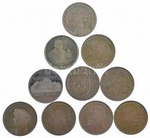 Románia 2011-2019. 50b Ni-sárgaréz (10db, 8xklf) forgalmi emlékérme T:1-,2 Romania 2011-2019. 50 Bani Ni-brass (10pcs, 8xdiff) circulating commemorative coins C:AU,XF