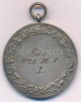 1928. "Pécs, 1928. IX. 8. I." ezüstözött Br sportlövészeti díjérem füllel (39mm) T:2