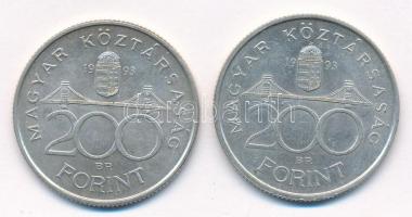 1993. 200 Ft Ag "MNB" (2x) T:2 patina
Adamo F13