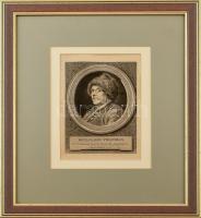 Le Beau, Pierre Adrien (1748-?), Desrais, Claude Louis, (1746-1816): Benjamin Franklin portréja. Rézmetszet, papír. Jelzés nélkül. Dekoratív, üvegezett fa keretben, 21×14 cm