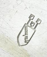 Magyar Világ kávéház jelzett szecessziós alpakka hamutartó szép állapotban m: 16 cm