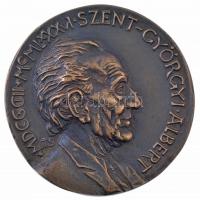 Tóth Sándor (1933- ) Szent-Györgyi Albert kétoldalas, öntött bronz plakett MDCCCCIII - MCMLXXXVI SZENT GYÖRGYI ALBERT / CENTRUM MEDICINAE ET SCIENTIAE PHARMATCEUTICAE UNIVERSITATIS SCIENTIARUM SZEGEDIENSIS - NOMINATUM DE ALBERT SZENT-GYÖRGYI (101mm) T:2