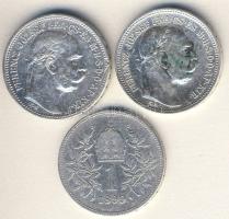 1915-16. 1K Ag (2x) T:3 + Ausztria 1899. 1K Ag T:3