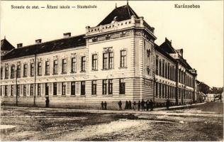 Karánsebes, Caransebes; Állami iskola. Halász Nándor kiadása / Scoaele de stat. / Staatschule / state school