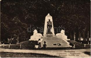 Karánsebes, Caransebes; A király szobor, I. Ferenc József. Halász Nándor / Königsdenkmal / Monumentul Majestätii Sale / statue of Franz Joseph I of Austria