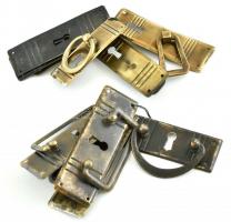 Ónémet réz fiókhúzó + szekrény ajtó zárcím. összesen 9 db