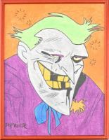 Saphier jelzéssel: Joker crazy. Zsírkréta, papír. Üvegezett keretben. 40x30 cm