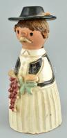 Paraszt figura, kerámia, jelzett, kopott, m: 15 cm