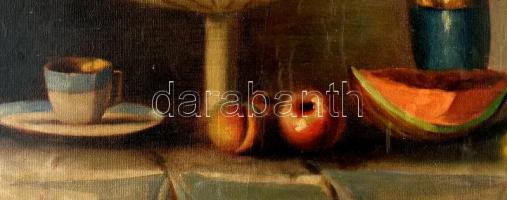 Molnár Z. János (1880-1960): Asztali csendélet. Olaj, vászon, jelzett. Kissé sérült, javított. Dekor...