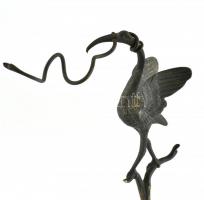 Bronz figurális zsebóratartó, m: 31 cm