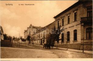 Ipolyság, Sahy; Újtelek, Takarékpénztár / street view, savings bank (képeslapfüzetből / from postcard booklet)