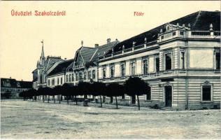 Szakolca, Skalica; Fő tér, Városi vendéglő. W.L. Bp. 5625. Schefranek H. és fia kiadása / main square, restaurant