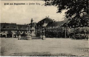 Nagyszeben, Hermannstadt, Sibiu; Großer Ring / Nagy tér, villamos, üzletek / square, tram, shops