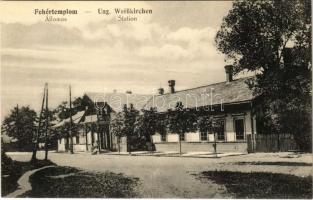 Fehértemplom, Ung. Weisskirchen, Bela Crkva; Station / Vasútállomás. Haller Lajos kiadása / railway station