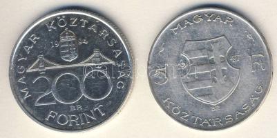 1947. 5Ft Ag "Kossuth" T:2/3 + 1994. 200Ft Ag "Deák" T:2