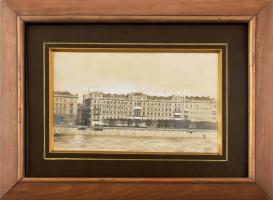 cca 1900 Grand Hotel Hungária nagy méretű, utószínezett fotó üvegezett fa keretben 35x22 cm