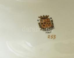 Capodimonte mini posztamens, matricás porcelán, kopott, jelzett. 18x10cm