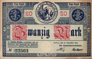 Német Birodalom/Weimari Köztársaság/Ruhla 1918.11.20. 20M hátlapi felirat nélkül T:I-