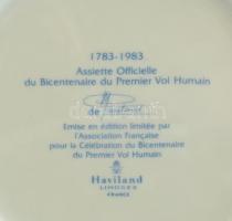 Limoges dísztányér az első emberi repülés kétszázadik évfordulója alkalmából. Matricás porcelán, jel...