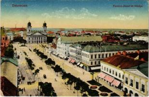 1924 Debrecen, Ferenc József út, üzletek, villamos. Antalfy József kiadása (EK)