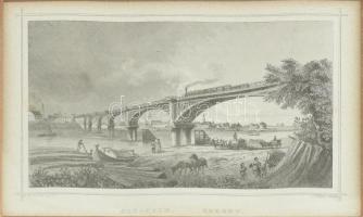 cca 1864 Ludwig Rohbock (1820-1883) - J. Riegel: Szegedin-Szeged. A képen vasúti híddal. Papír, acél...