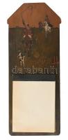 Jegyzettartó fali állvány, lovas, festett fa. 35 cm