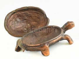 Bronz teknős szelence, kopott, h: 13 cm