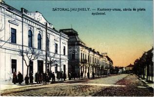 Sátoraljaújhely, Kazinczy utca, zárda, posta. Vasúti levelezőlapárusítás 2073. 1917