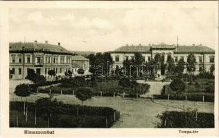 Rimaszombat, Rimavská Sobota; Tompa tér és szálloda. Ifj. Rábely Miklós kiadása / square and hotel