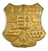 Réz, magyar címeres sapkajelvény, hiányos 5x5 cm