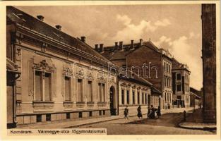 Komárom, Komárnó; Vármegye utca, főgimnázium. Spitzer Sándor kiadása / street, grammar school