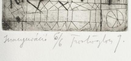 Tzortzoglou Georgios (1952-): Inauguráció. Rézkarc, merített papír. Jelzett. 6/6 számozással. 15x10,...