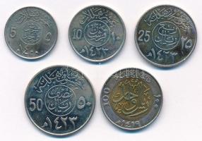 Szaúd-Arábia 1980-2002. 5xklf érmetétel T:1-,2 Saudi Arabia 1980-2002. 5xdiff coin lot C:AU,XF