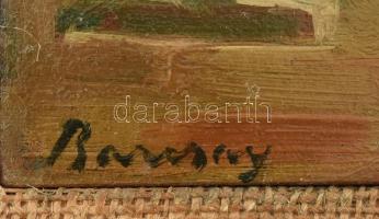 Barcsay jelzéssel: Festő és modell. Olaj, farost. Fa keretben, 19,5×28,5 cm