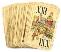 Antik tarokk kártya, kopott. cca. 41 db