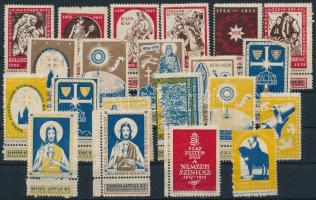 28 db levélzáró bélyeg az 1930-as évekből, stecklapon