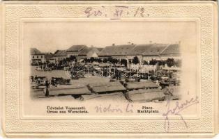 1903 Versec, Vrsac, Werschetz; Piac. Wilhelm Wettl / Marktplatz / market (kis szakadás / tiny tear)