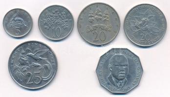 Jamaica 1969-1986. 5c-25c Cu-Ni (6xklf) T:2-3 Jamaica 1969-1986. 5 Cents - 25 Cents Cu-Ni (6xdiff) C:XF-F