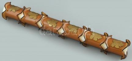 6 db kisméretű üveg szalvétagyűrű, réz levél dísszel 5 cm