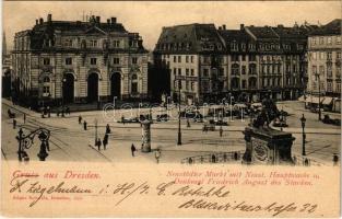 1898 (Vorläufer) Dresden, Neustädter Markt mit Neust. Hauptwache u. Denkmal Friedrich August des Starken