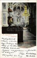 1913 Vágújhely, Waag-Neustadt, Nové Mesto nad Váhom; Római katolikus templom, belső. Horovitz Adolf kiadása / Catholic church, interior