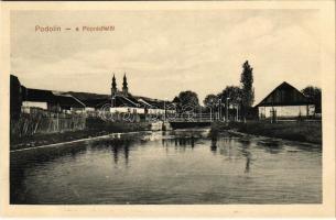 Podolin, Podolínec (Szepes, Zips); a Poprád felől, híd. Szankovszky felvétele és kiadása / general view, bridge